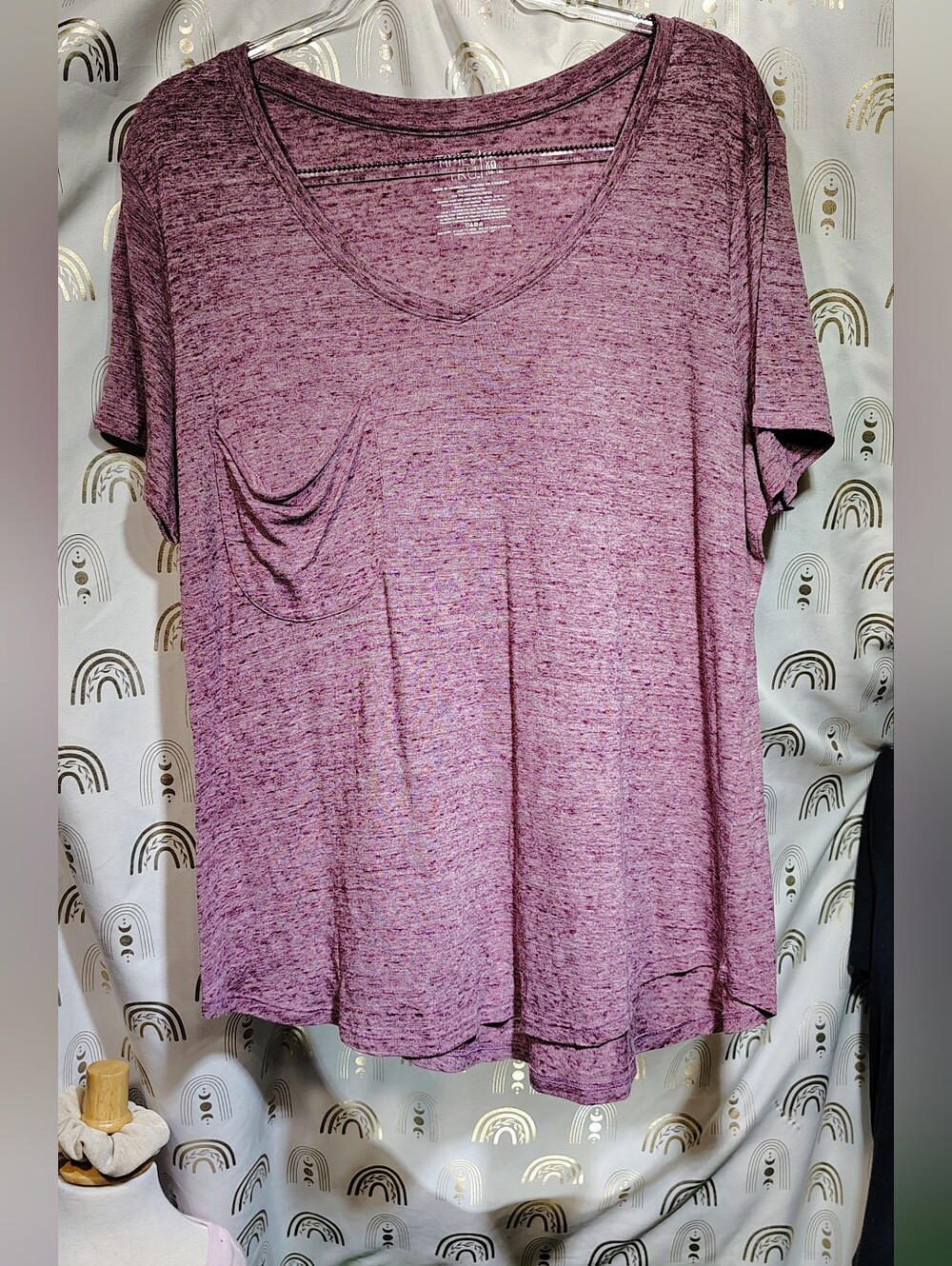 London Times Mauve Heather V-Neck Short Sleeve Tee
